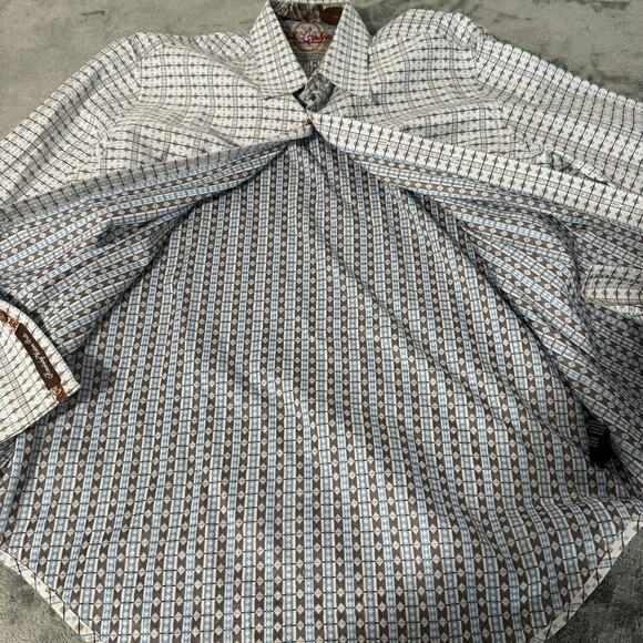 Robert Graham Flip Cuff Shirt‎ Mens L Striped Colorful Button Dress Long Sleeve - Picture 4 of 9